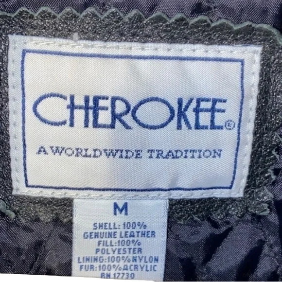 Cherokee Girls Medium Genuine Black Leather Jacket with Faux Fur Collar Biker - Picture 4 of 5